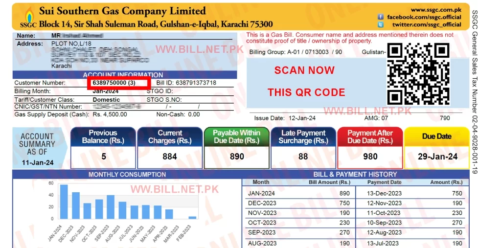 Sui Southern Gas Company Limited Bill Copy