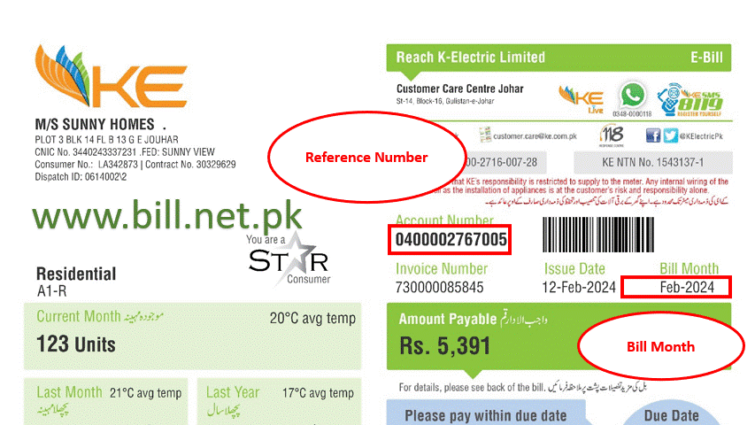 Karachi Electric Supply Company - K-Electric Online Electric Duplicate Bill